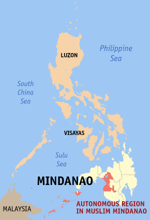 Map of the Autonomous Region of Muslim Mindanao Philippines
