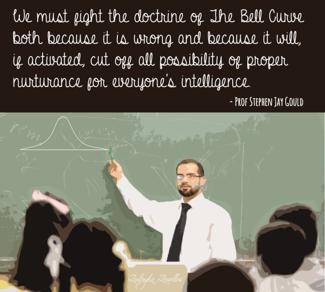 We must fight the doctrine of The Bell Curve both because it is wrong and because it will, if activated, cut off all possibility of proper nurturance for everyone's intelligence. Prof Stephen Jay Gould